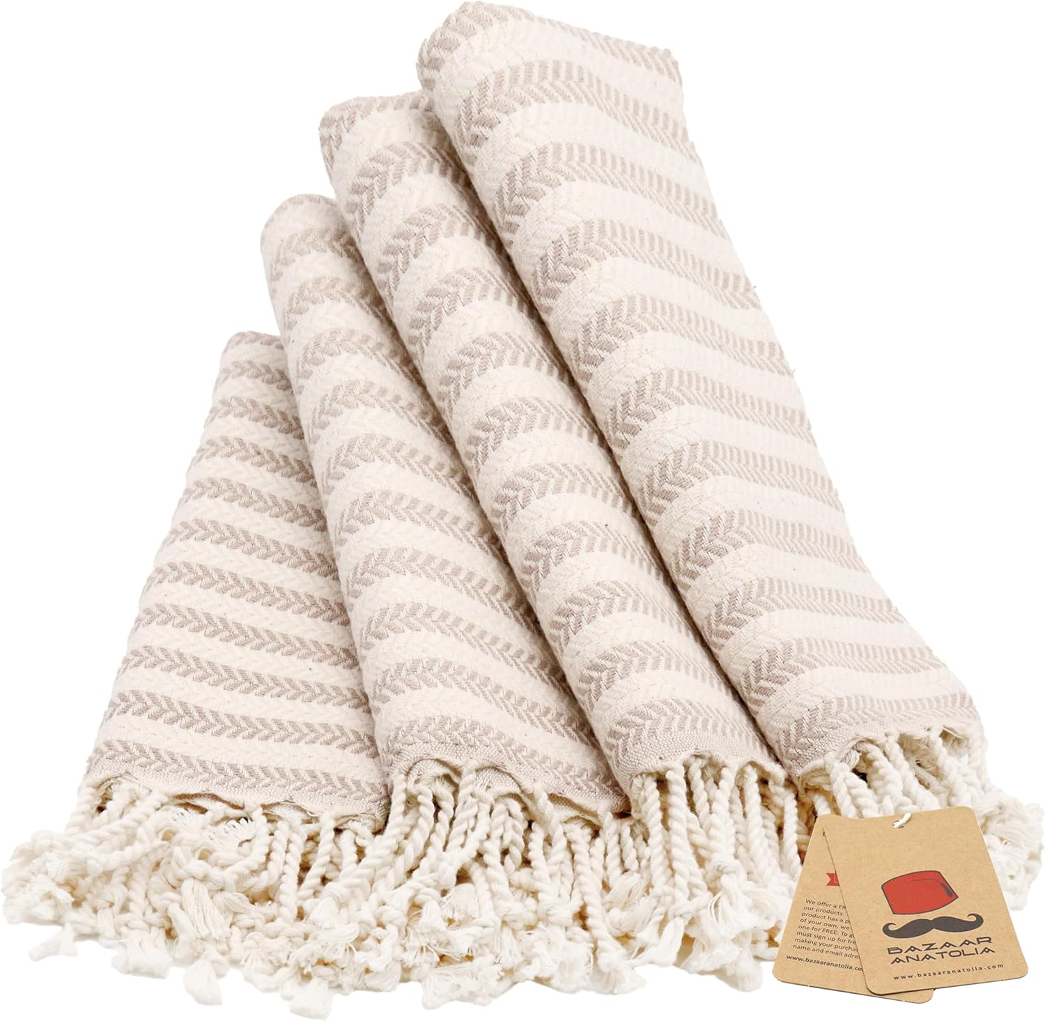 Bazaar Anatolia Hand Towels - Set of 4 | 39" x 19" - Decorative Turkish Hand Towel for Bathroom, 100% Cotton, Kitchen, Face, Hair, Tea, Dishcloth, Baby Blue Hand Towels - Diamond Light Blue